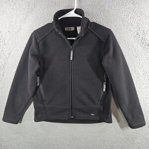 REI Girls Fleece Jacket Black Full Zip Mock Neck Outdoor Layer Size L 12/14